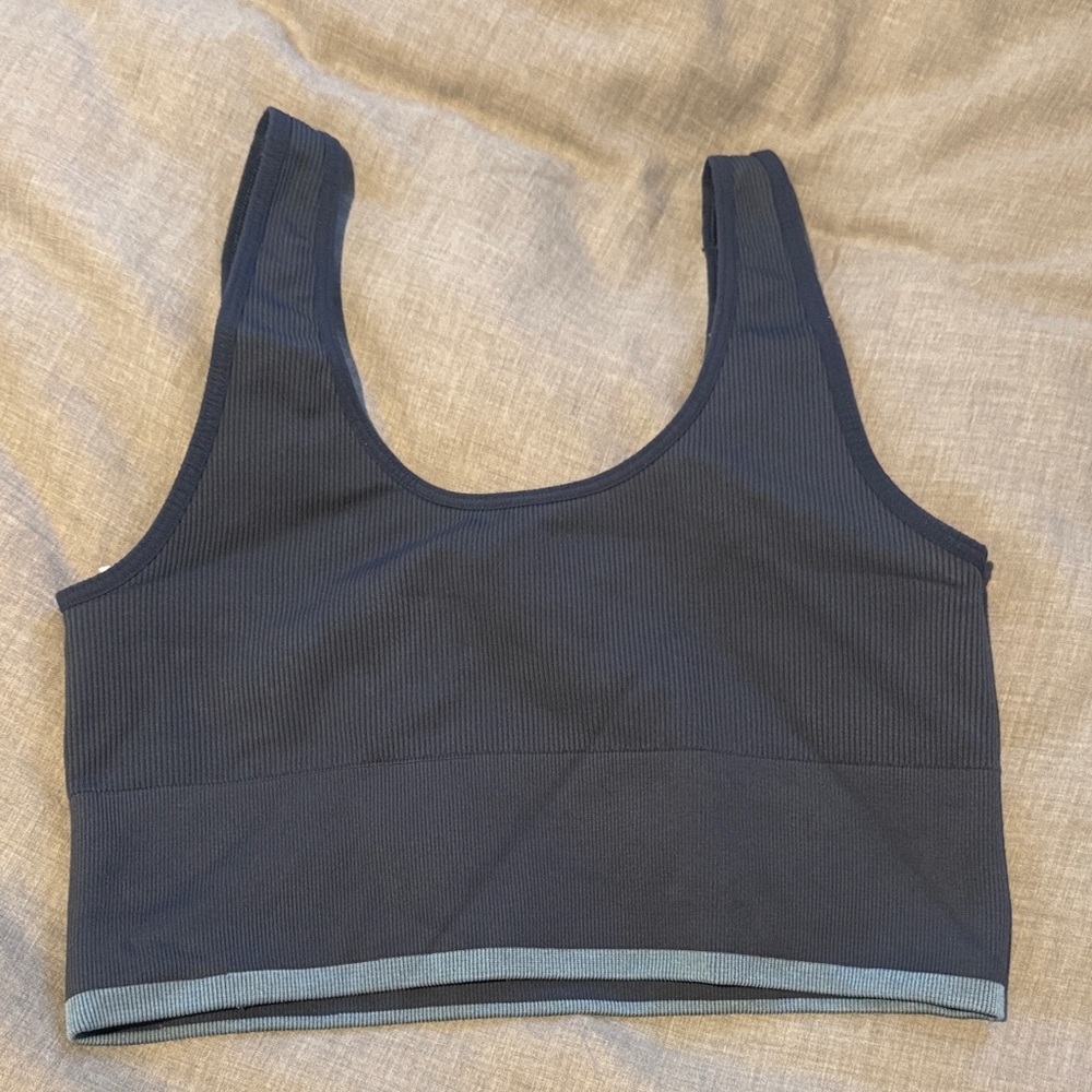 Outdoor Voices Navy slate blue Ribbed Sports Bra